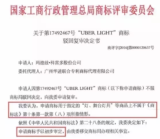 奇葩商標「UBER LIGHT」被翻譯“乳房”險遭駁回無效！