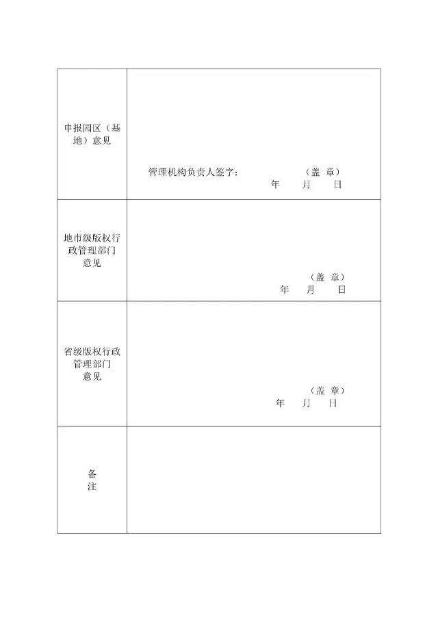 國家版權(quán)局：統(tǒng)一啟用全國版權(quán)示范城市、示范單位等申報表通知（附申請表）