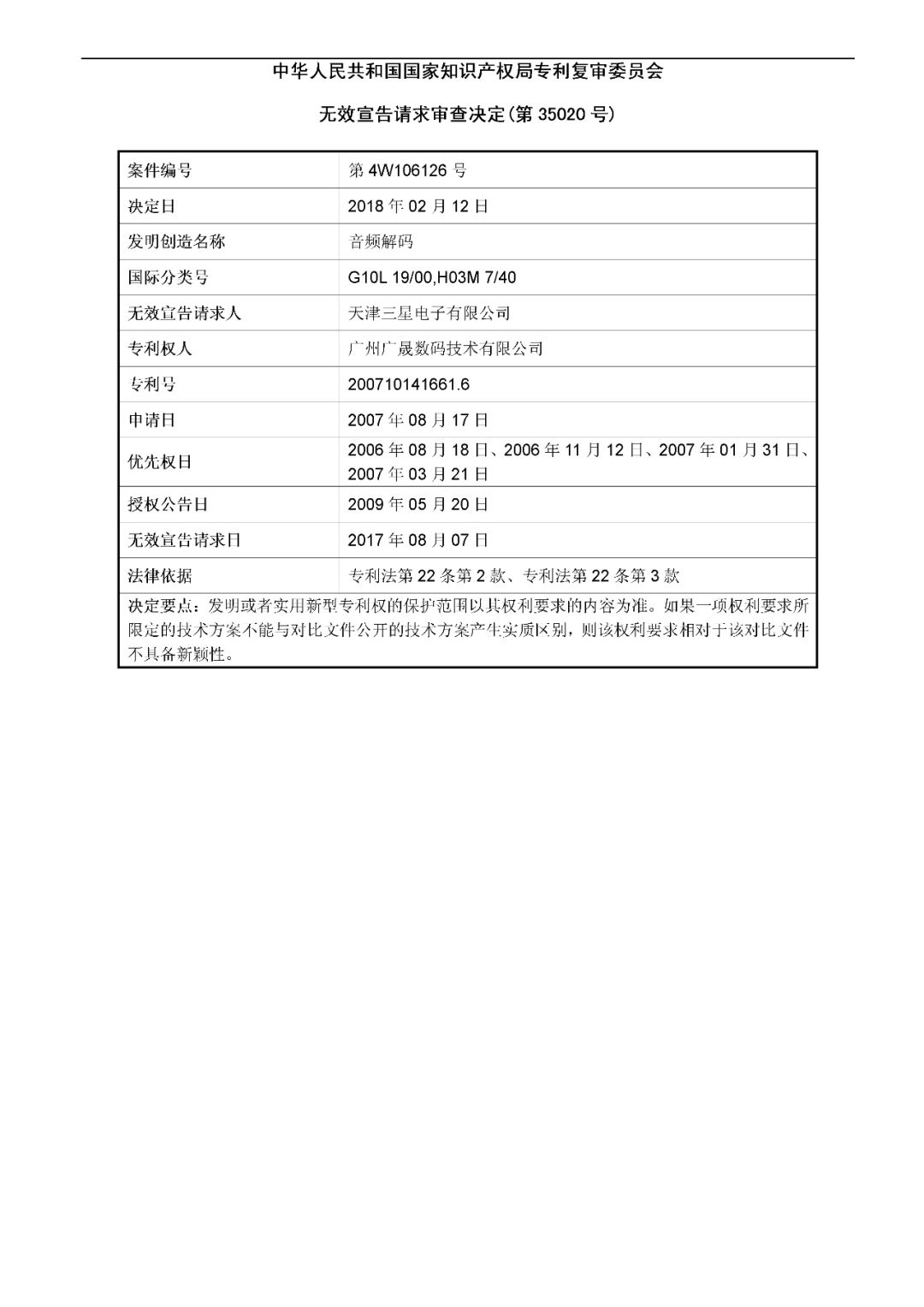 索賠約4億多元！涉案專利卻被全部無效 （無效決定書）