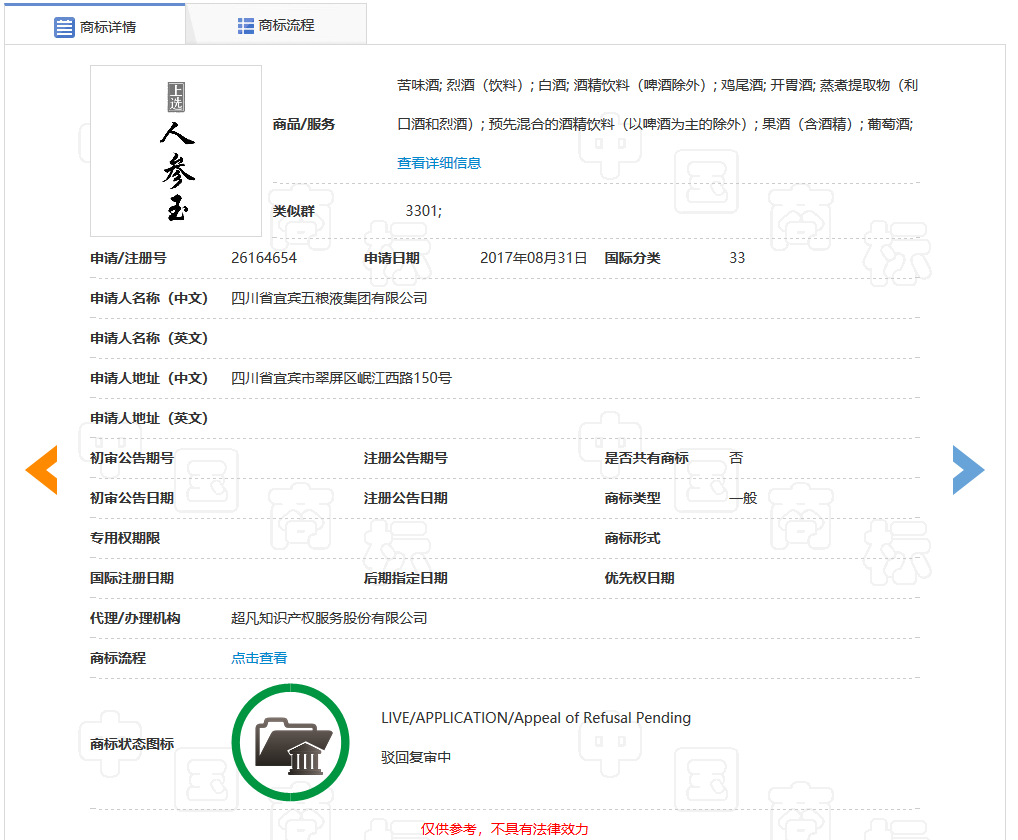 五糧液一審訴訟被駁回！“上選人參玉”商標具有欺騙性