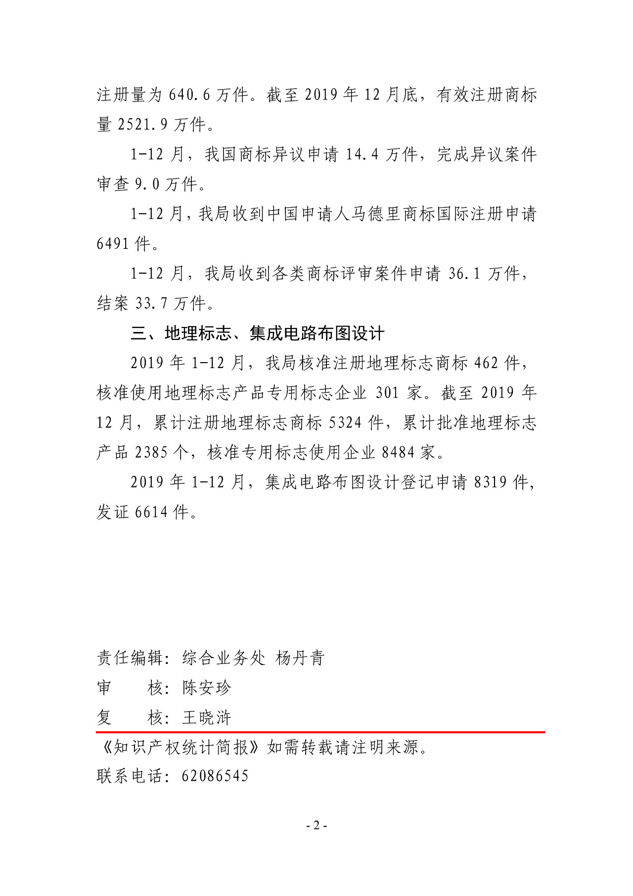 國知局公布2019年1-12月專利、商標、地理標志等統(tǒng)計數(shù)據(jù)