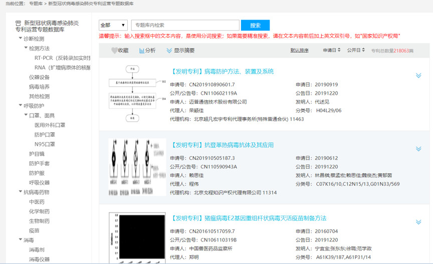 剛剛！抗擊新冠病毒感染肺炎專利運(yùn)營(yíng)專題數(shù)據(jù)庫(kù)正式上線