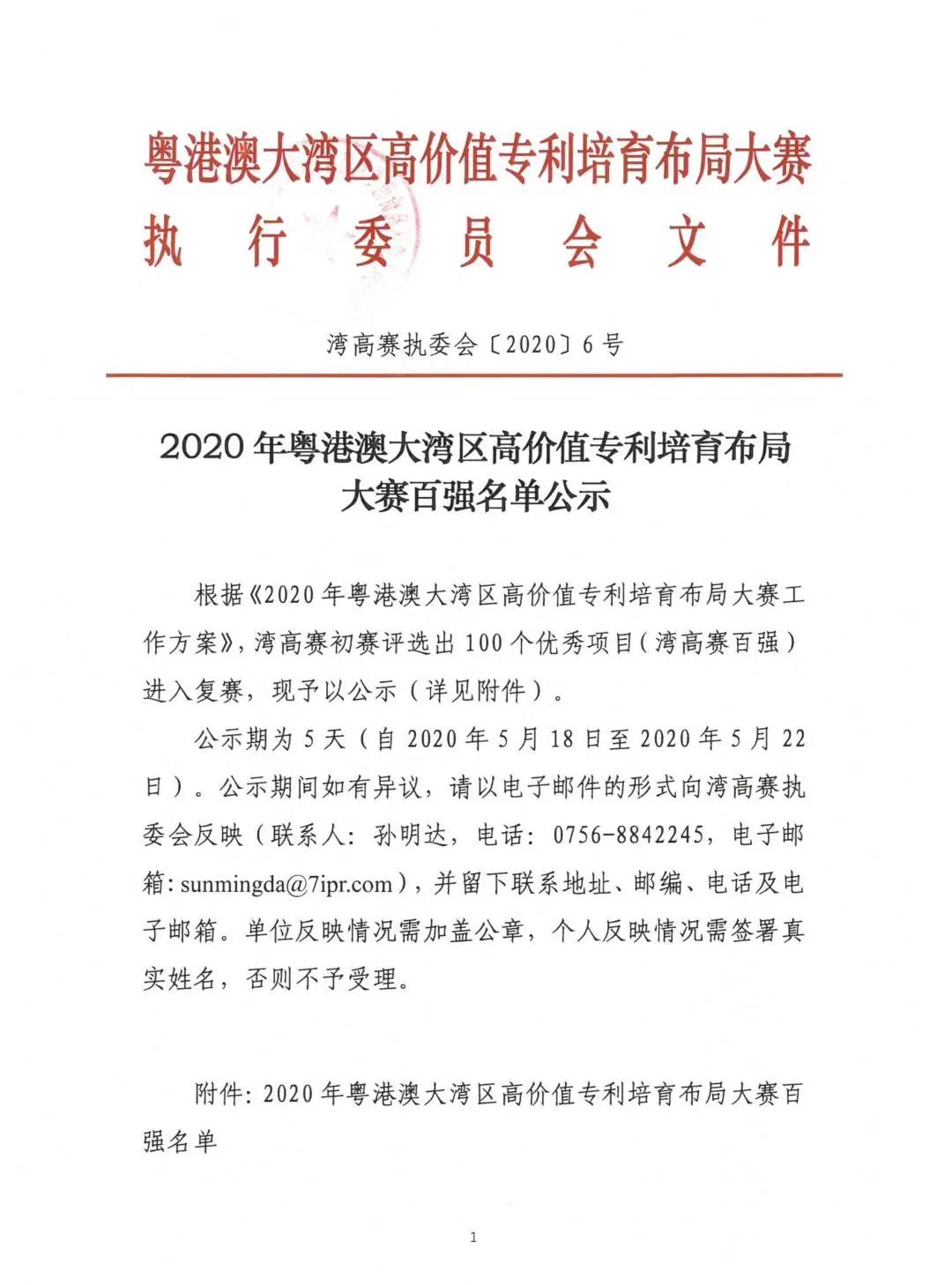 來(lái)了來(lái)了！2020年灣高賽百?gòu)?qiáng)名單公示！