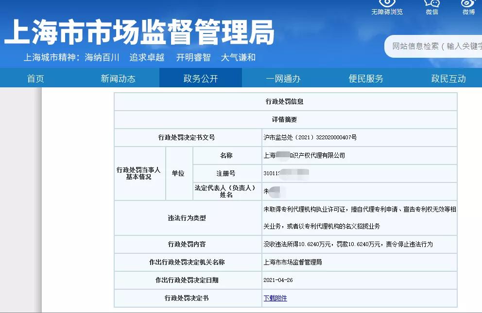 因擅自代理專利申請(qǐng)172件，這家代理機(jī)構(gòu)被罰款10萬6！