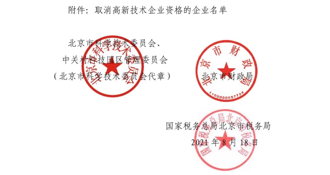 2021年北京已有97家企業(yè)被取消高新技術(shù)企業(yè)資格！