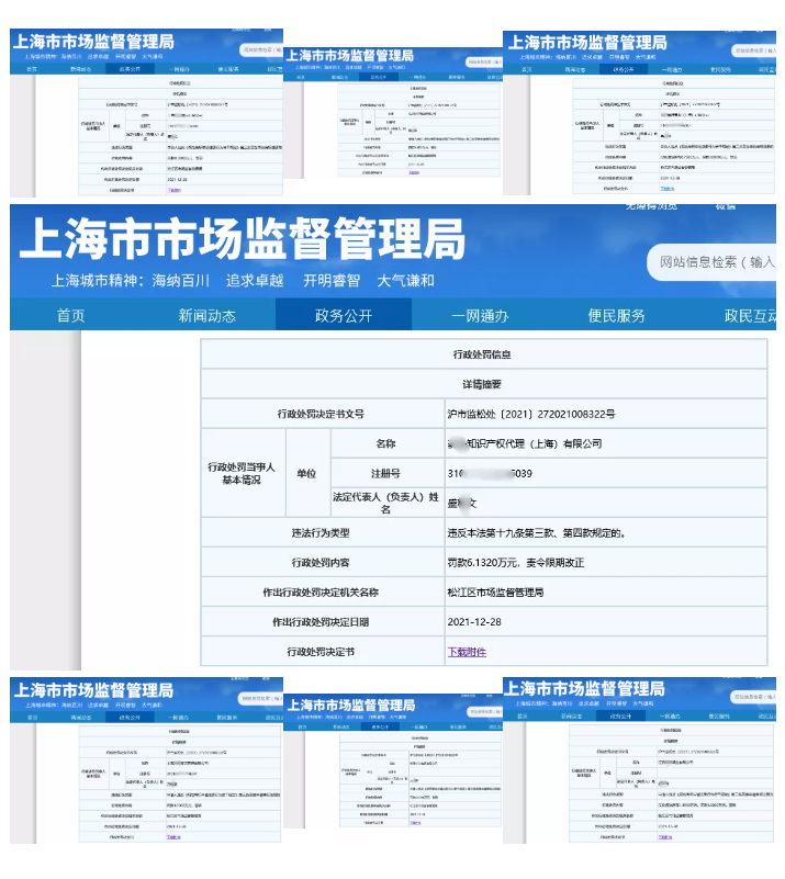 一知識產(chǎn)權(quán)代理公司與6家公司合謀注冊公司以便大量不以使用為目的申請注冊商標并交易被罰近19萬！