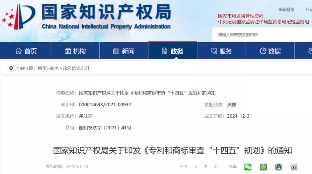 國知局《專利和商標審查“十四五”規(guī)劃》全文來了！