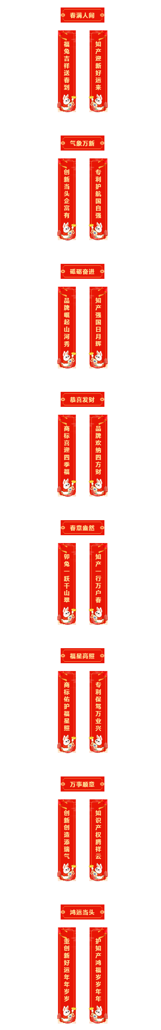 新年快樂！知產(chǎn)春聯(lián)高高掛，鴻運(yùn)財(cái)源滾滾來