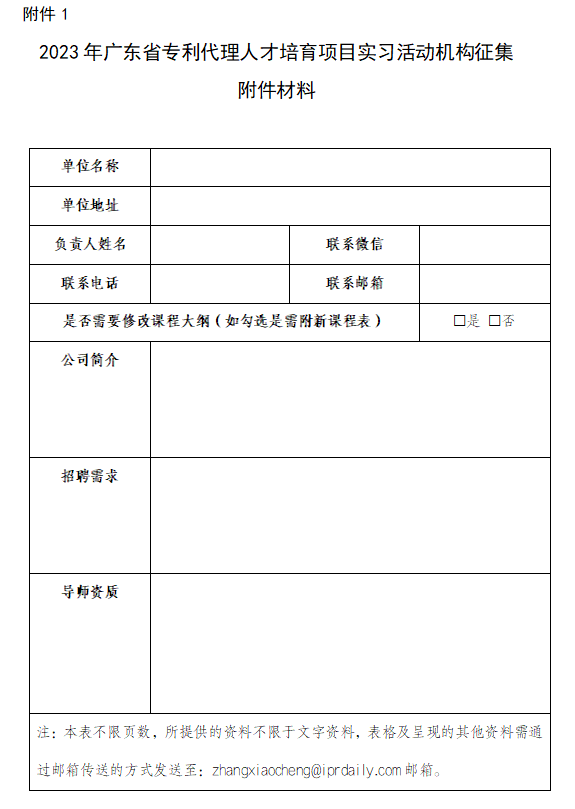 征集！2023年廣東省知識產(chǎn)權(quán)代理人才培育項目實習活動機構(gòu)