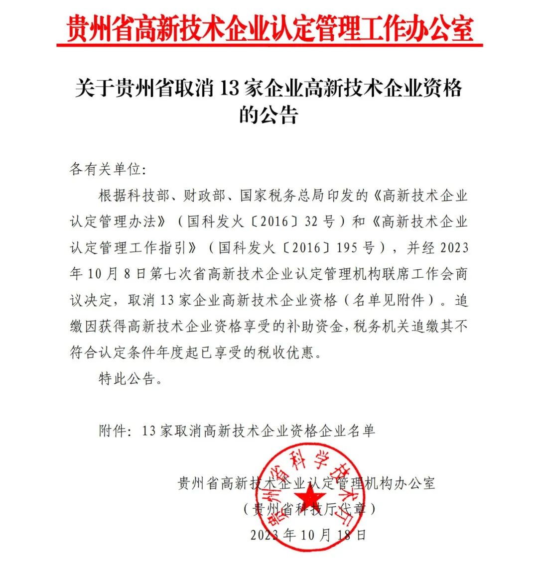 66家企業(yè)被取消高新技術(shù)企業(yè)資格，追繳32家企業(yè)已享受的稅收優(yōu)惠及財政獎補(bǔ)！