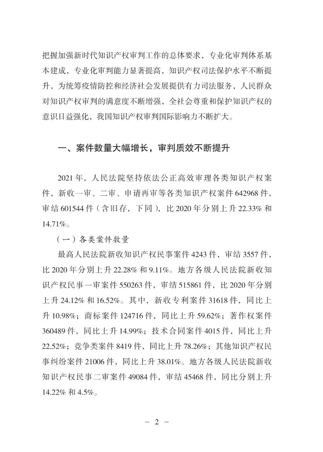 《中國(guó)法院知識(shí)產(chǎn)權(quán)司法保護(hù)狀況（2021年）》全文發(fā)布！